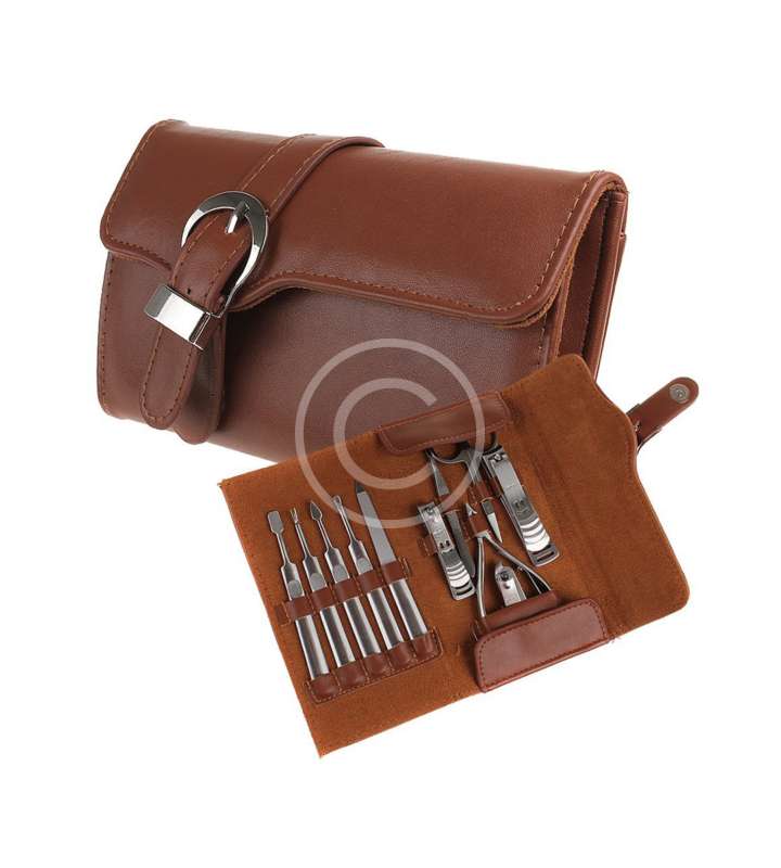 Nail Care Personal Manicure & Pedicure Set, Leather Travel & Grooming Kit